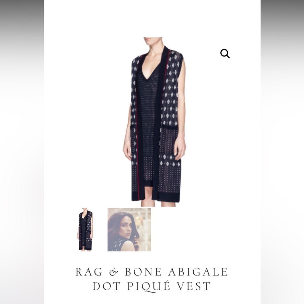 Rag & Bone Abigale Dot Pique Vest Cardigan xs NWT